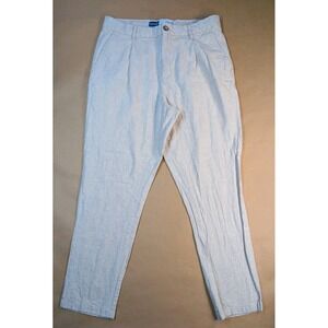 Old Navy Men's‎ Large Loose Taper Linen Blend Pants Ankle Pleated Beige Beach